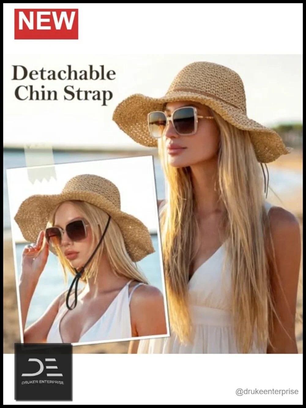 Floppy Wide Brim Straw Sun Hat Foldable Packable Roll up Travel Hat